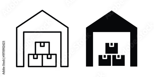 Warehouse icon Outline Style. Vector Illustration in flat For Graphic Design