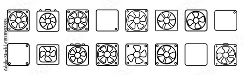 fan matrix line icons collection and Vector icon set in a outline design.