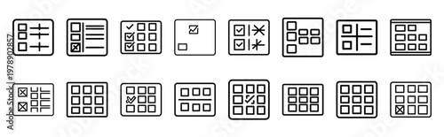 feedback grid line icons collection and Vector icon set in a outline design.