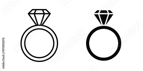 Wedding ring icon Outline Style. Vector Illustration in flat For Graphic Design
