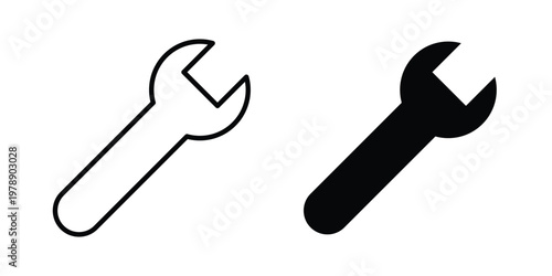 Wrench icon Outline Style. Vector Illustration in flat For Graphic Design