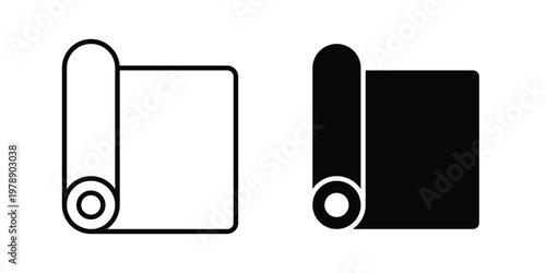 Yoga mat icon Outline Style. Vector Illustration in flat For Graphic Design