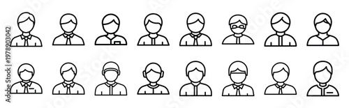 guard matrix line icons collection and Vector icon set in a outline design.