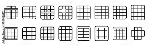 highlight grid line icons collection and Vector icon set in a outline design.