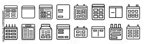 hot grid line icons collection and Vector icon set in a outline design.