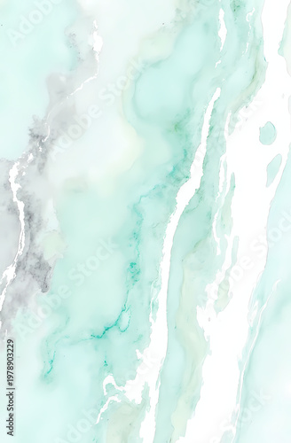 This captivating artwork showcases vibrant green and mint hues blended with soft white and grey. The flowing shapes create an ethereal, dreamy atmosphere, inviting reflection Generative AI