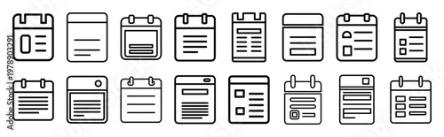 logo grid line icons collection and Vector icon set in a outline design.