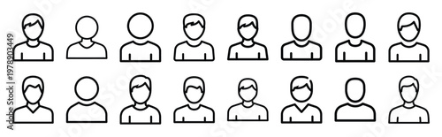 member grid line icons collection and Vector icon set in a outline design.