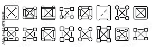 marketing matrix line icons collection and Vector icon set in a outline design.