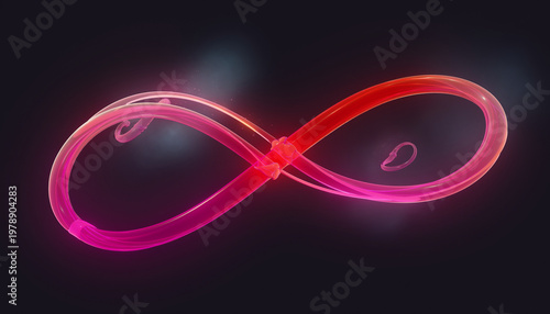 Abstract glowing neon light sculptures representing love and connection