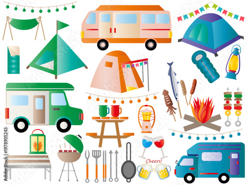 キャンプ■アウトドア■イラストセット