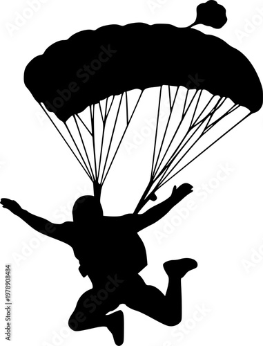 vector silhouette of skydiver background .Generative AI
