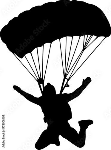 vector silhouette of skydiver background .Generative AI
