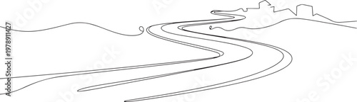 Continuous line art or One Line drawing of Roller Road for vector illustration, business transportation. one line art icon drawing vector