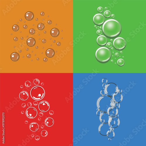Colorful Water Bubble Vector Set on Bright Backgrounds