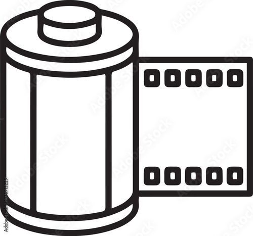 Continuous Box and analog roll film Isolated. one line icon drawing vector