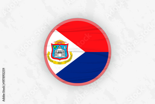Sint Maarten Flag Circular Sticker Design, National Pride Decal.