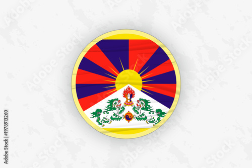 Tibet Flag Circular Sticker Design, National Pride Decal.