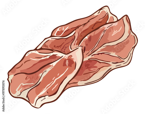 Raw bacon slices. Vector isolated illustration.Raw bacon slices. Vector isolated illustration