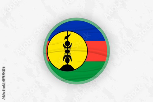 New Caledonia Flag Circular Sticker Design, National Pride Decal.