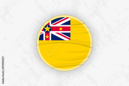 Niue Flag Circular Sticker Design, National Pride Decal.