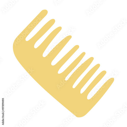 Minimalist Yellow Hair Comb Vector Icon, Wide Tooth Detangling Comb Illustration for Beauty and Hair Care Design