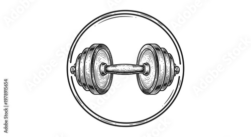 Classic dumbbell, symbolizing fitness, weightlifting, and strength training on an isolated white background.