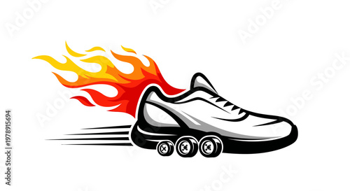 Rolling skate with flame speed effect.
