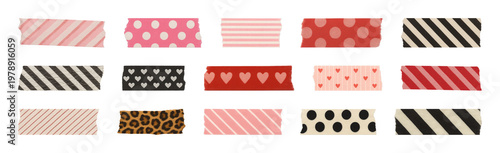 PNG Colorful patterned adhesive tapes on transparent background