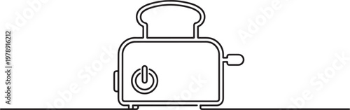 electric bakery bread toaster for breakfast food. Household home kitchen appliance tool electronic electrical. one line icon drawing vector