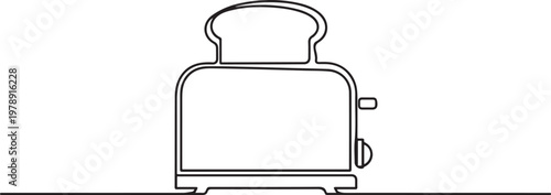 electric bakery bread toaster for breakfast food. Household home kitchen appliance tool electronic electrical. one line icon drawing vector