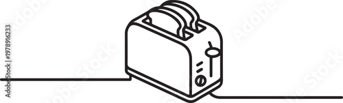 electric bakery bread toaster for breakfast food. Household home kitchen appliance tool electronic electrical. one line icon drawing vector