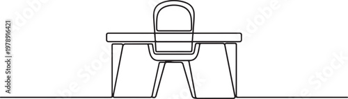 table home office furniture. Desk furniture simple. one line icon drawing vector