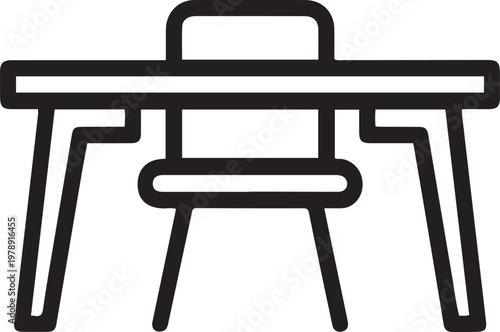 table home office furniture. Desk furniture simple. one line icon drawing vector