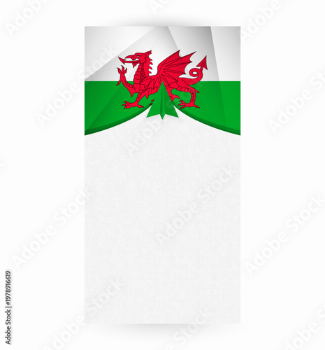 Travel to Wales, Stylish Travel Banner with Flag and Paper Airplane.
