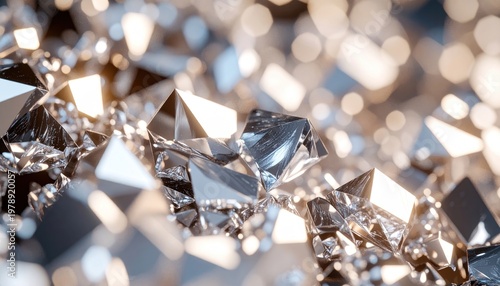 Close-up of Sparkling Diamonds - A Study in Light and Reflection.