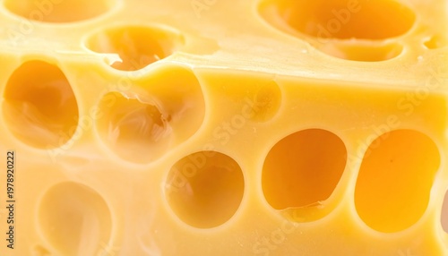 Close-up of Swiss Cheese with Holes - A Dairy Delight.