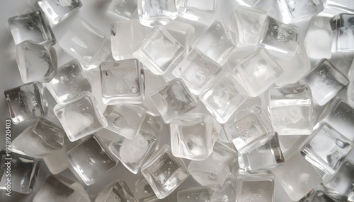Close-up of Transparent Ice Cubes for Refreshing Drinks.
