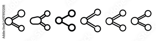 content sharing icon set outline style. Business line art icon collection.