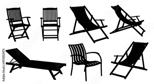Outdoor Furniture, Patio Chairs, Deck Lounging Sets, 6 Black Silhouettes