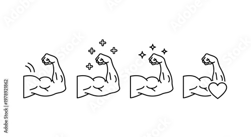 Flexed Arm Muscles, Bicep Icons, Fitness Symbols, Workout Graphics