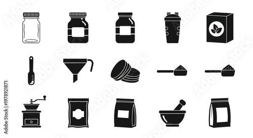 Coffee, espresso, and tea icons, 16 black flat symbols, coffee shop, cafe, vector graphics