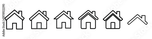 home security icon set outline style. Business line art icon collection.