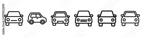 ride sharing icon set outline style. Business line art icon collection.