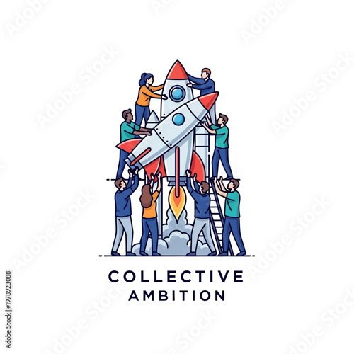 Teamwork and collective ambition concept.