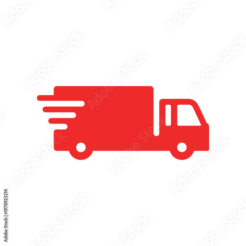 お急ぎ便トラックシンプルアイコン・赤色