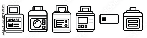 smart utilities icon set outline style. Business line art icon collection.
