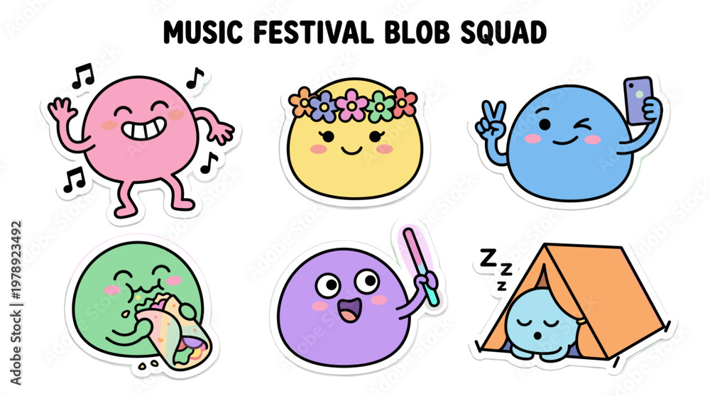 Fototapeta premium Blob Squad: Music Festival Fun