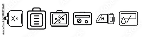 trading signal icon set outline style. Business line art icon collection.