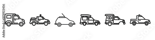urban mobility icon set outline style. Business line art icon collection.